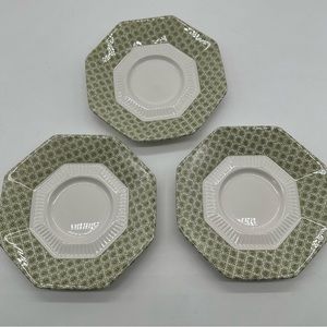 Set of 3 Vintage Independence Limerick Saucer Saucer Plates Ironstone Green